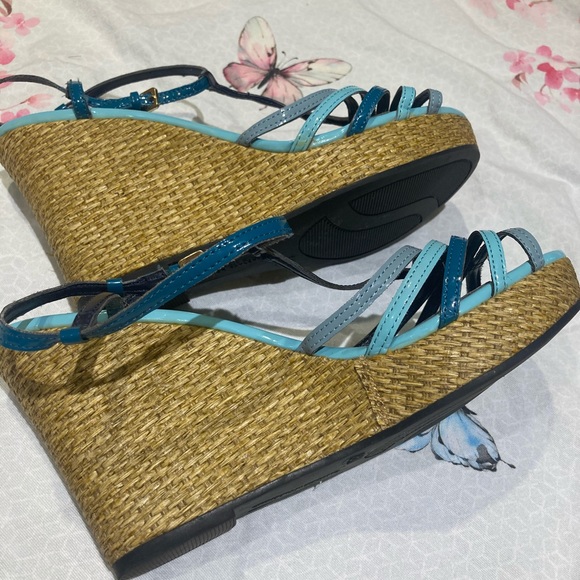 Christian Sirisno blue/green sandal wedge - Picture 8 of 12